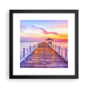 Poster în ramă neagră - Tăcerea serii în liliac-auriu - 30x30 cm