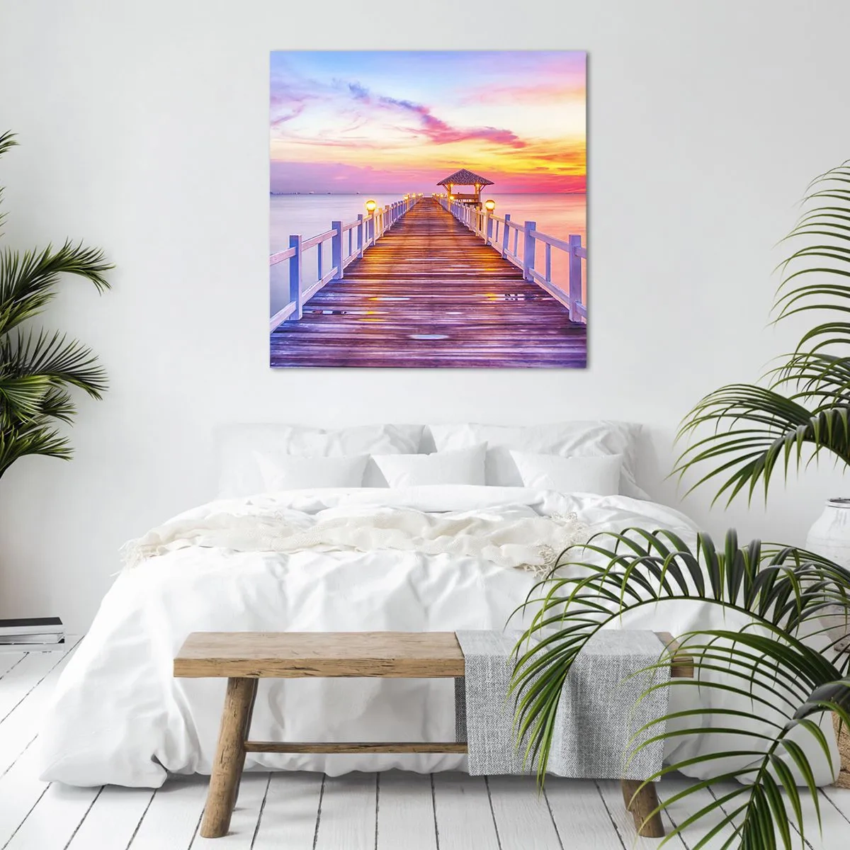 Tablou pe pânză - Tăcerea serii în liliac-auriu - 30x30 cm