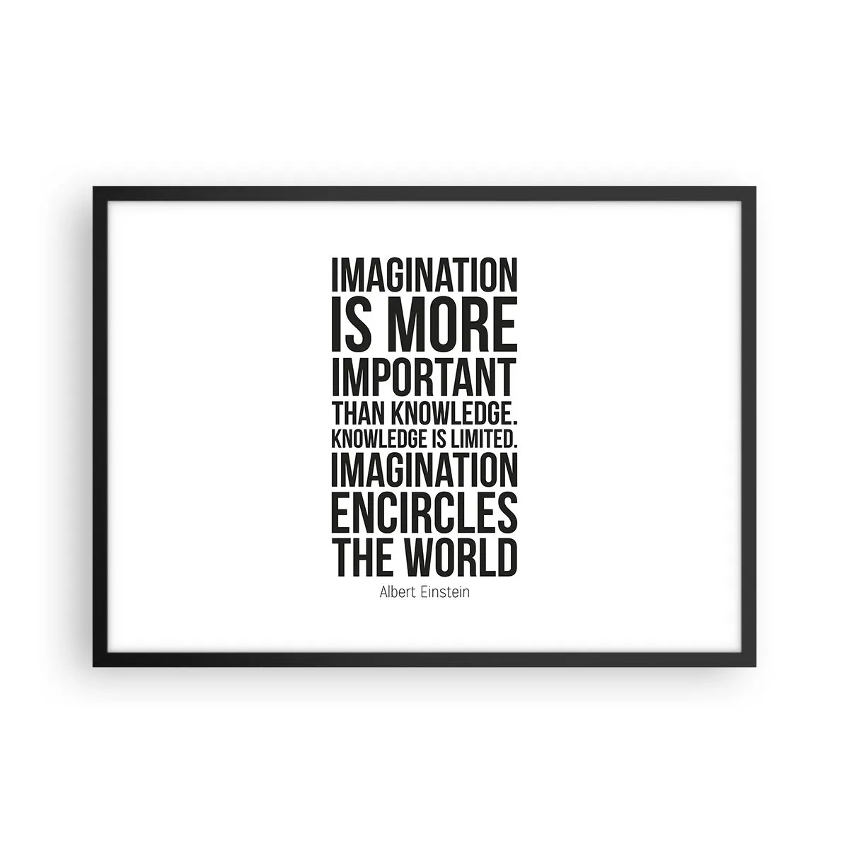 Poster în ramă neagră - Einstein despre puterea imaginației - 70x50 cm
