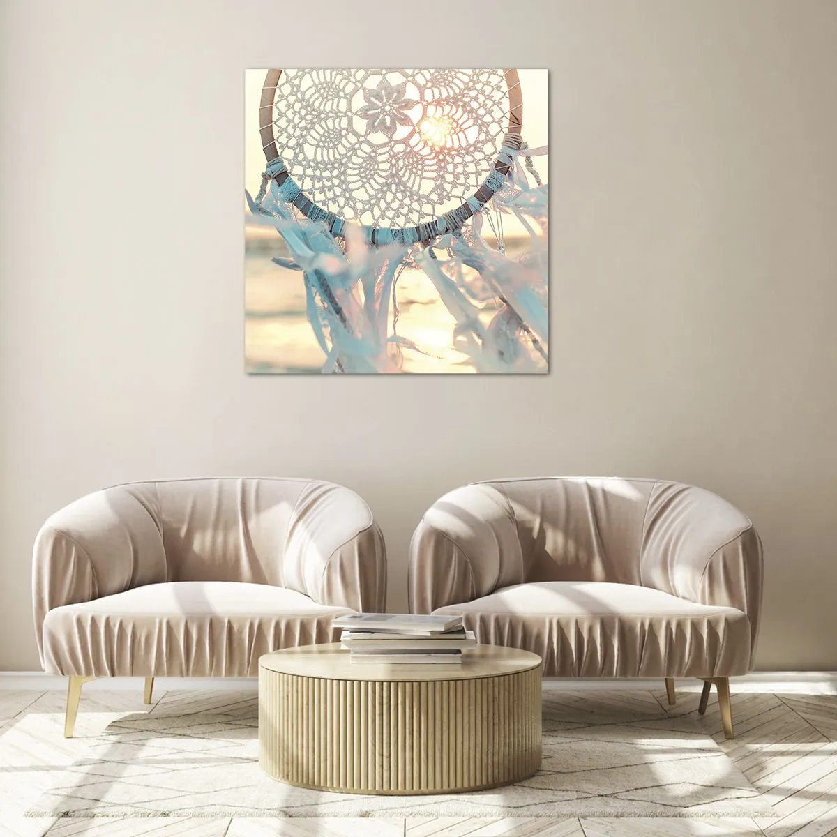 Tablou pe sticlă - Totem de dantelă - 70x70 cm