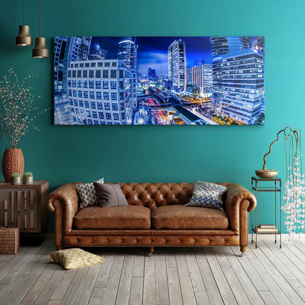 Tablou pe pânză - Ritmurile orașului de noapte - 160x50 cm