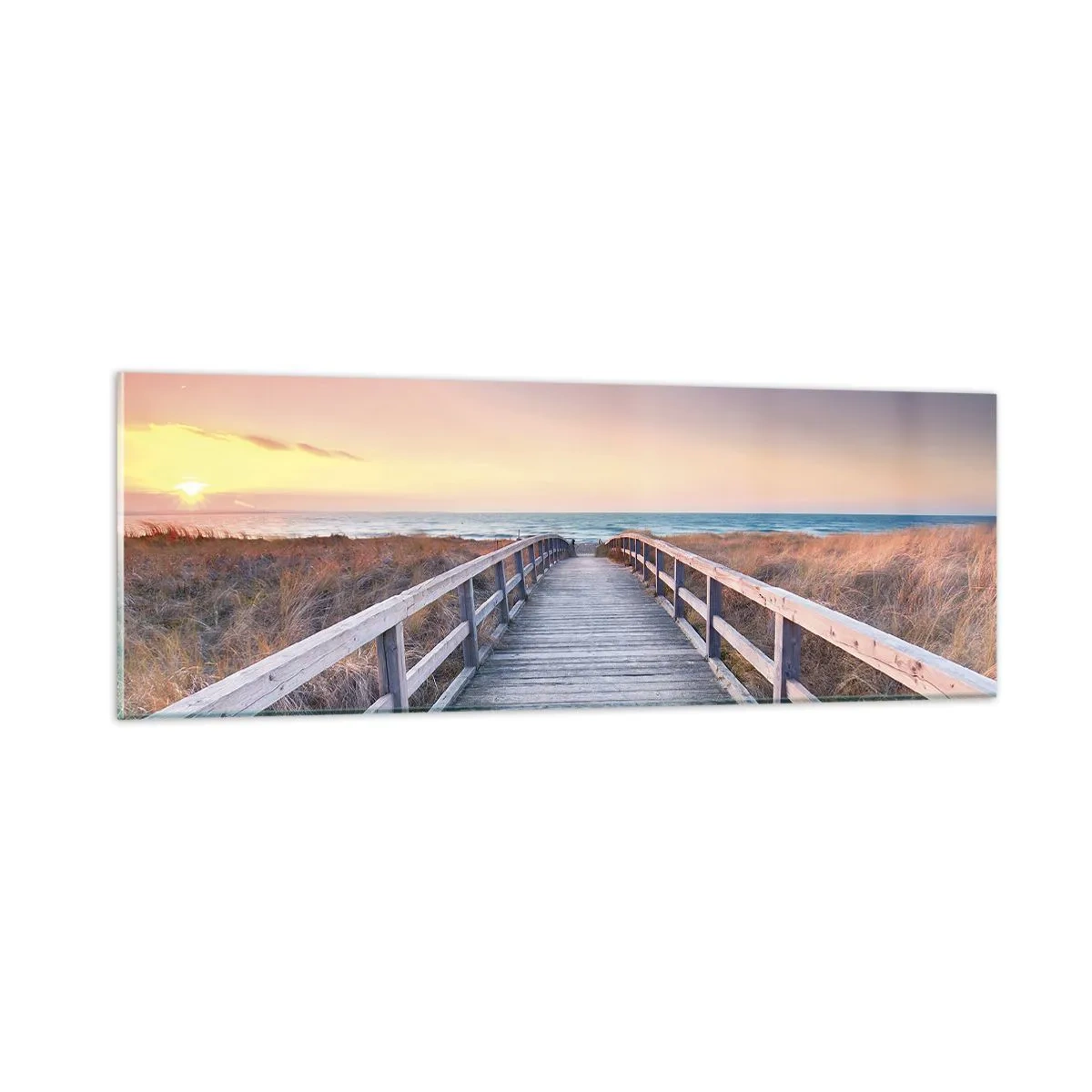 Tablou pe sticlă - Aurora baltică de seară - 90x30 cm