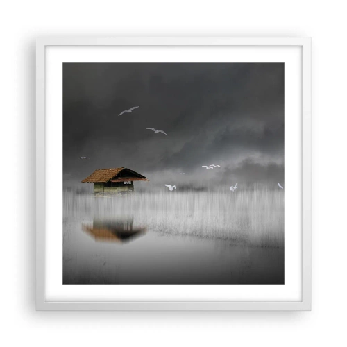 Poster în ramă albă - Adăpost de ploaie - 50x50 cm