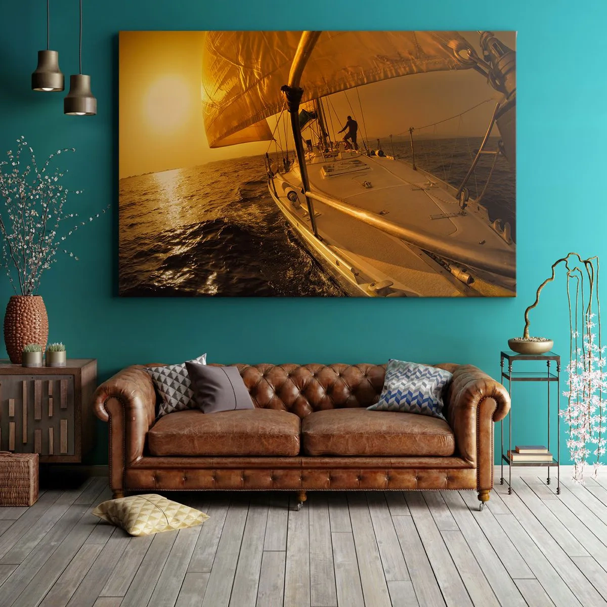Tablou pe pânză - O seară aurie după o zi multicoloră - 120x80 cm