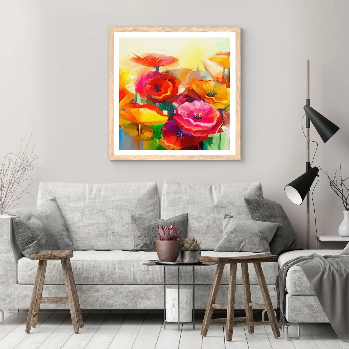 Poster în ramă de stejar deschis - Nu numai roșu - 50x50 cm