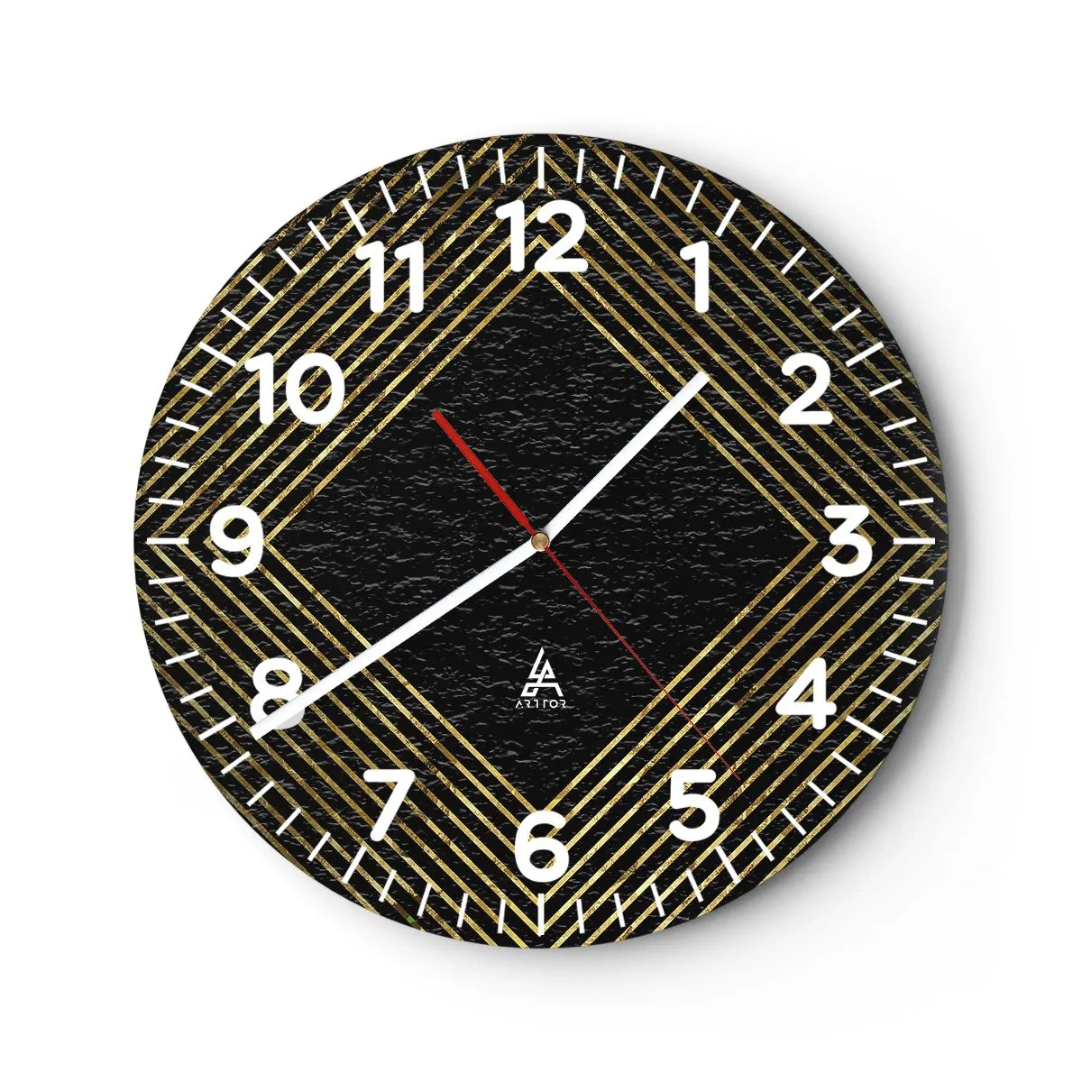 Ceas de perete - Ceas pe sticlă - Geometrie în stil glamour - 40x40 cm