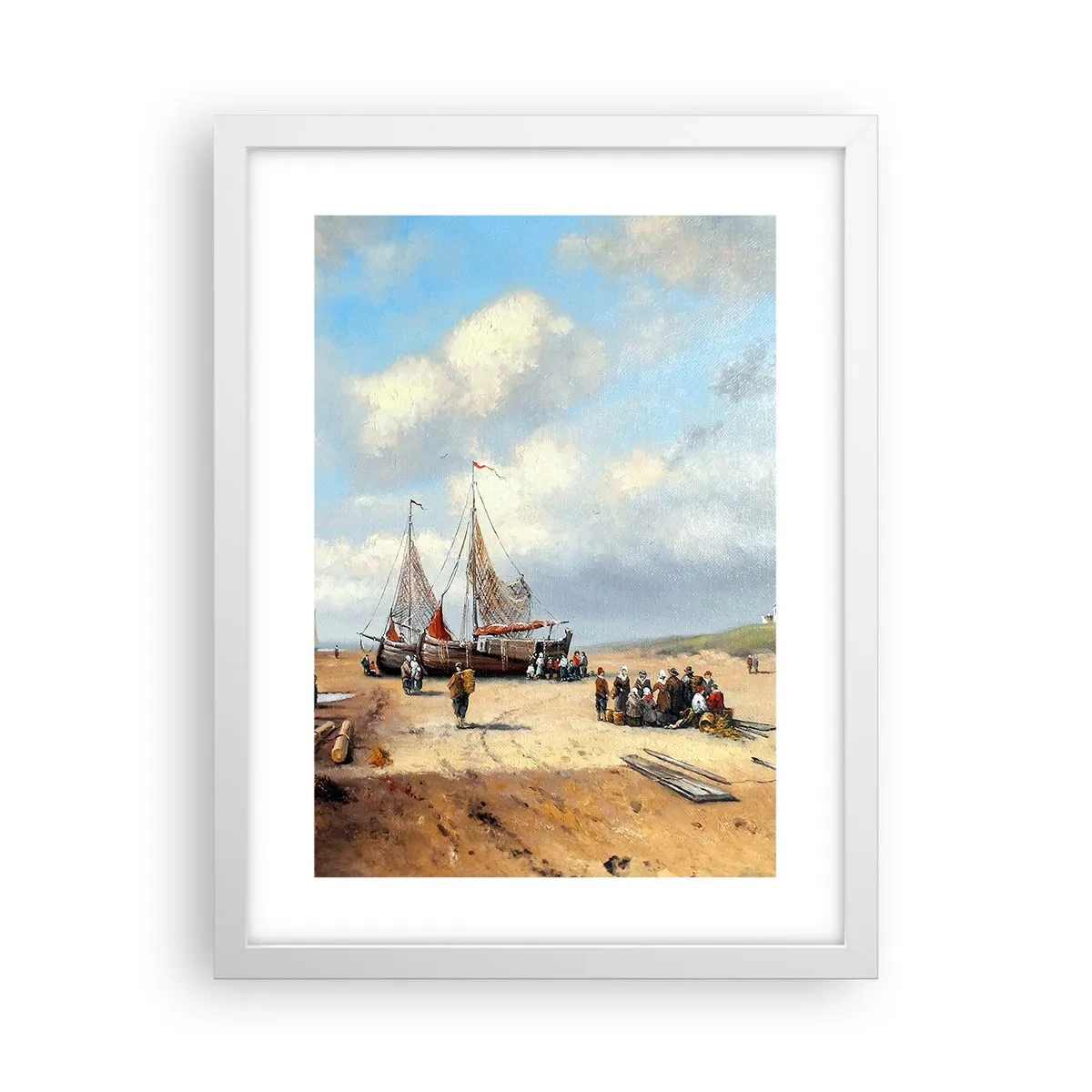 Poster în ramă albă - Pescuit de succes - 30x40 cm