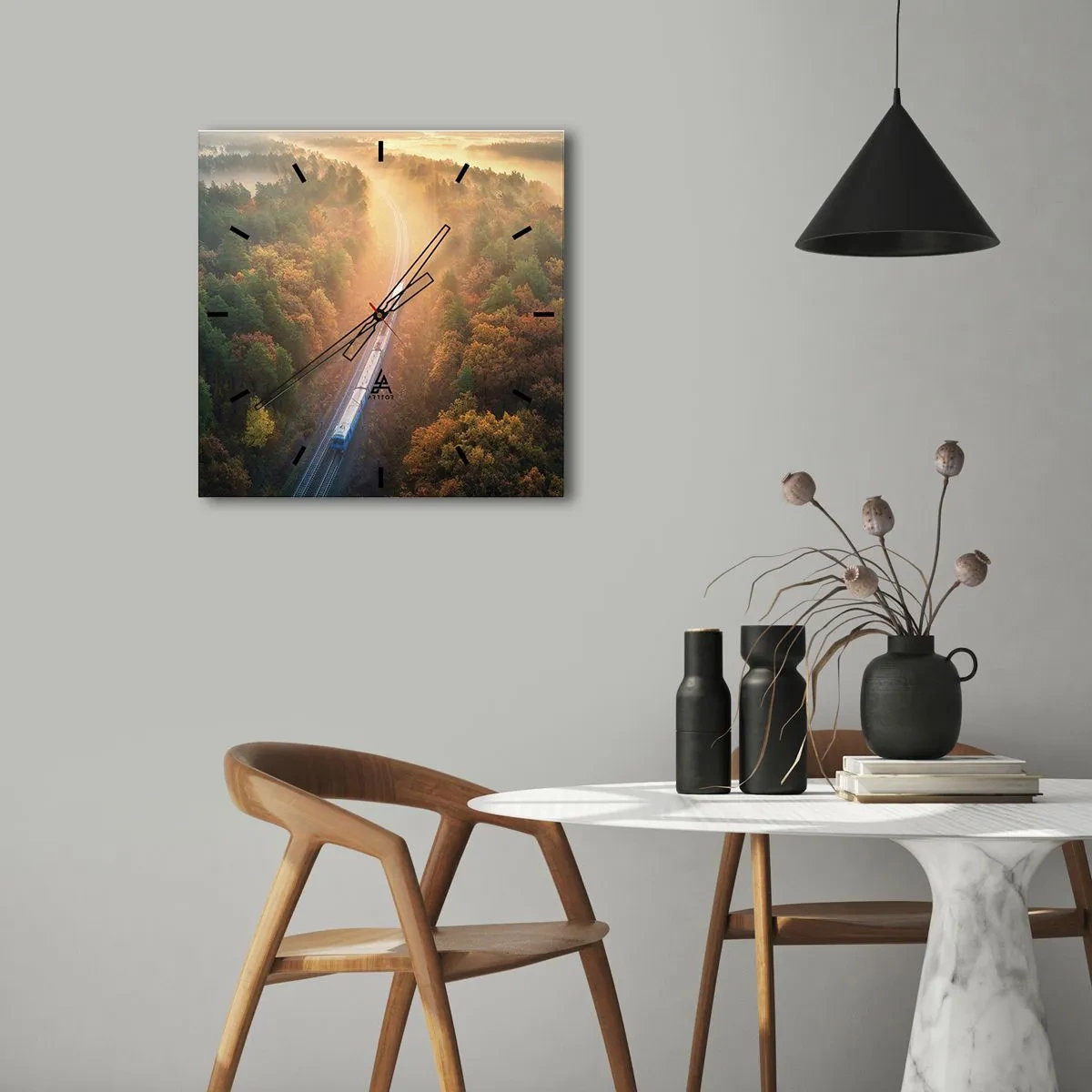 Ceas de perete - Ceas pe sticlă - Călătorie de toamnă - 40x40 cm