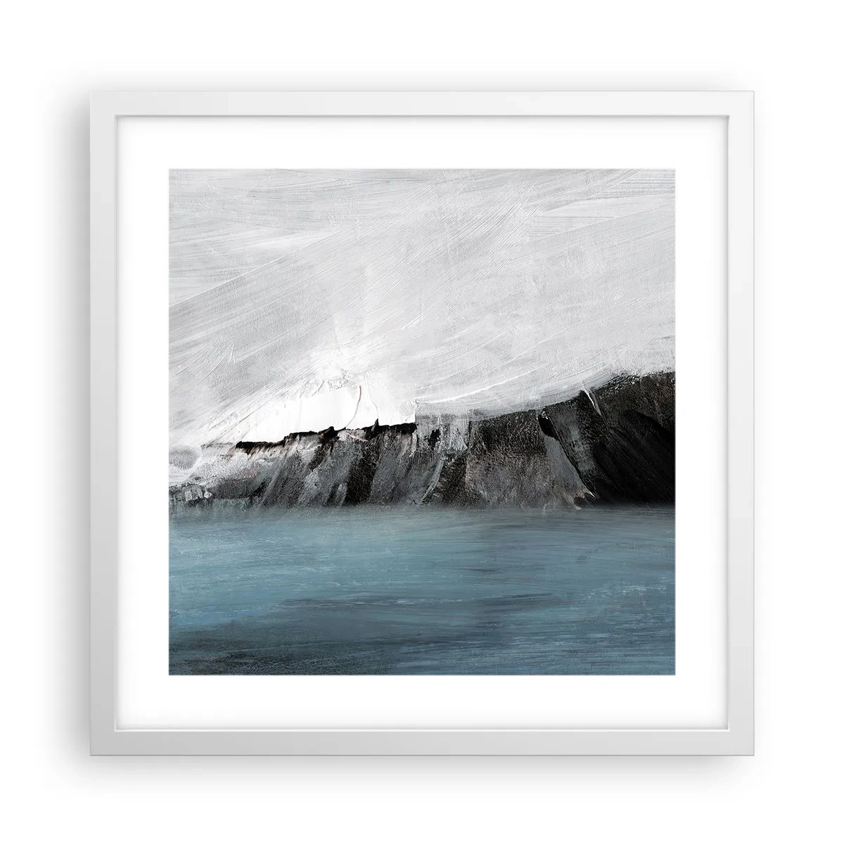 Poster în ramă albă - Apă - pământ: lupta elementelor - 40x40 cm