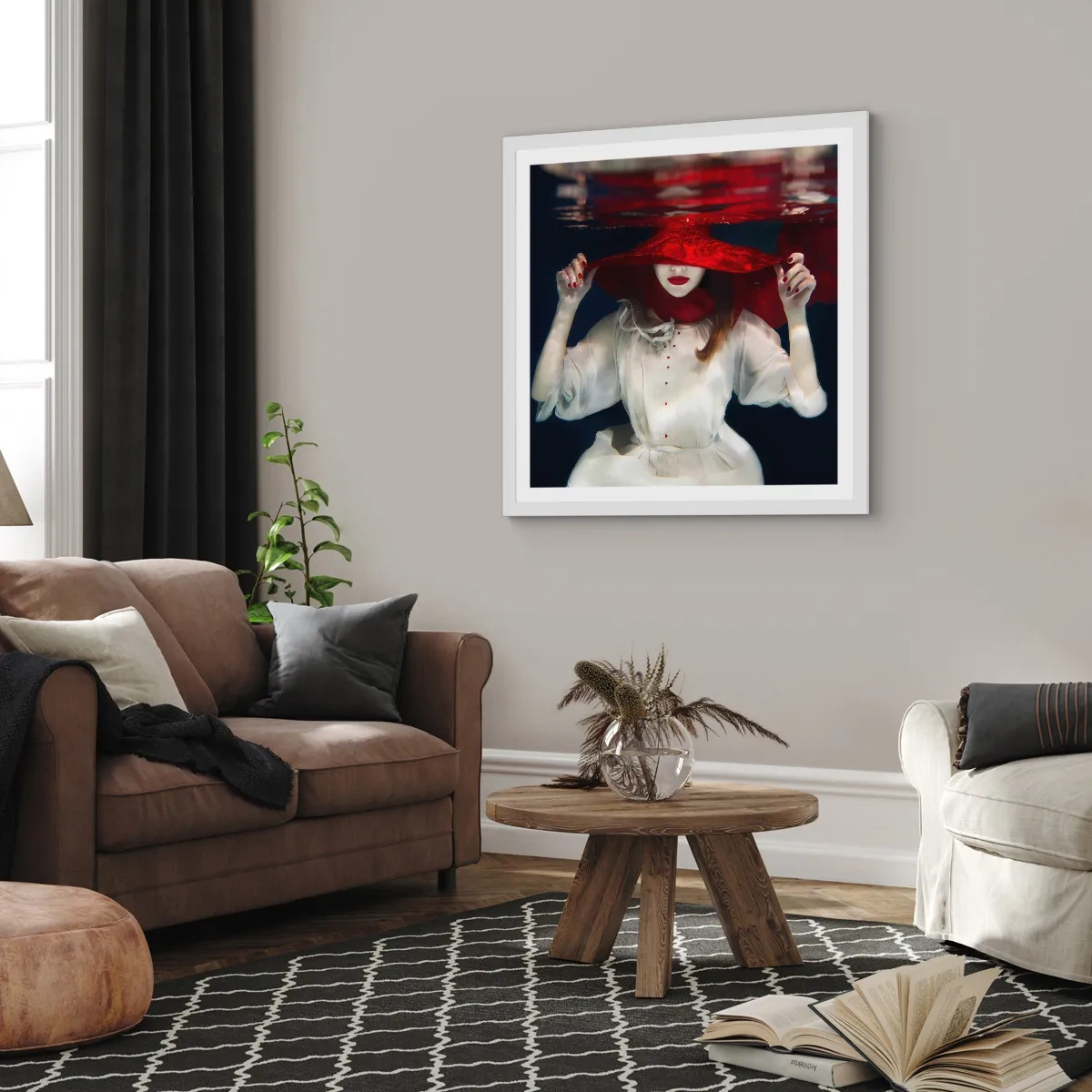 Poster în ramă albă - Frumoasa fantomă - 60x60 cm