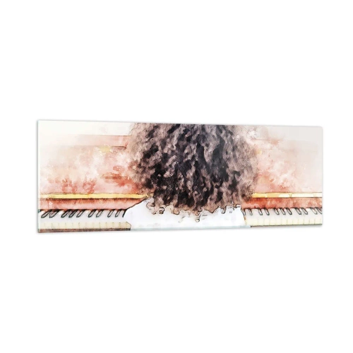 Tablou pe sticlă - Într-o lume a muzicii - 90x30 cm