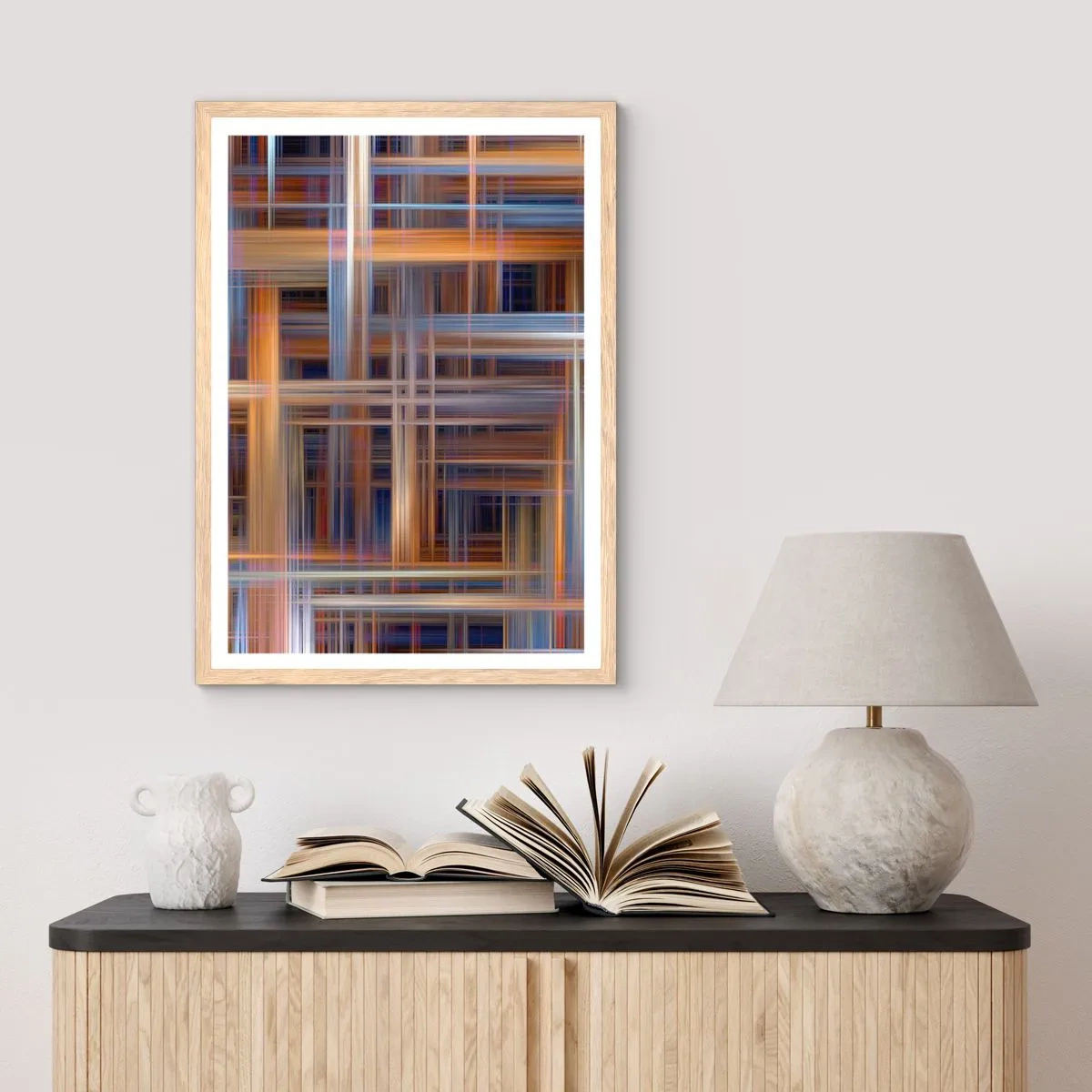 Poster în ramă de stejar deschis - Țesut din lumină - 70x100 cm