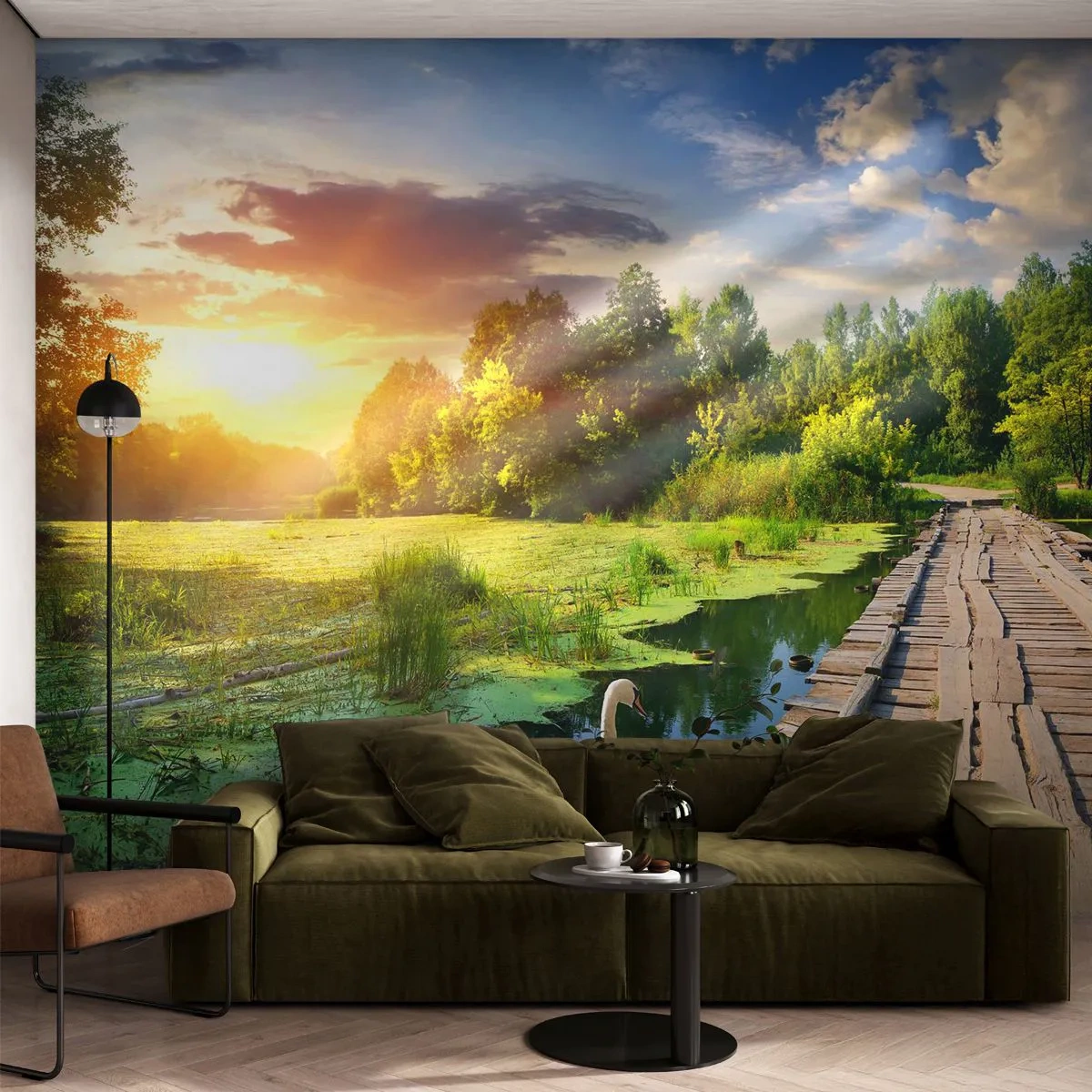 Tapet Autoadeziv Deluxe Sticker - Vară, vară peste tot - Peisaj, Lac, pădure - 250x175 cm