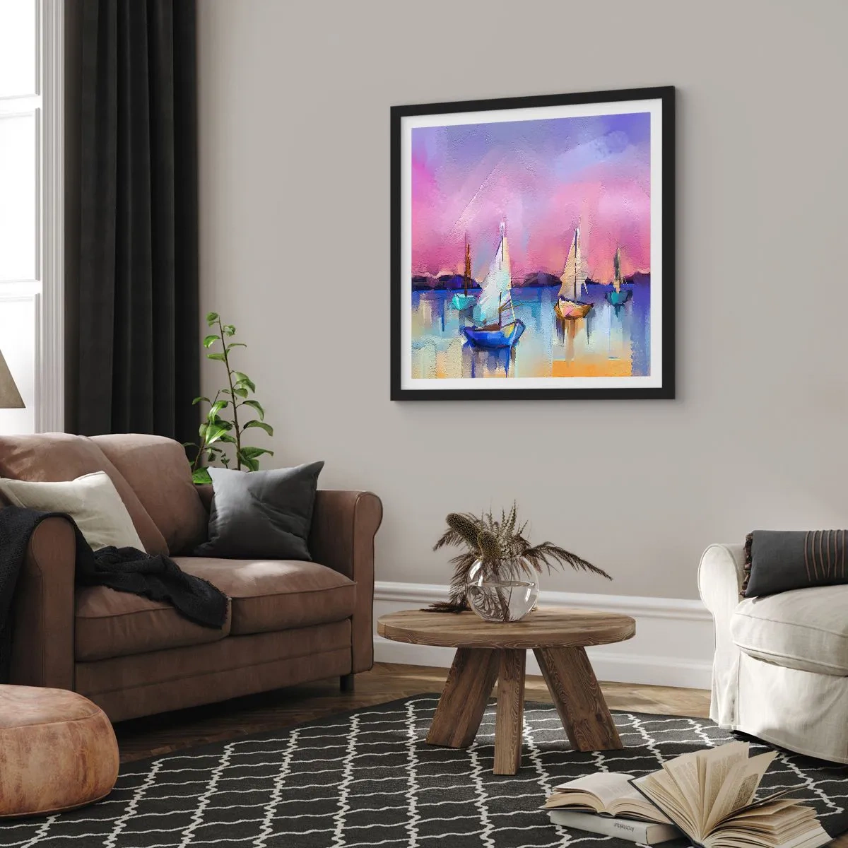Poster în ramă neagră - Direcția: ape largi - 60x60 cm