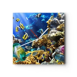 Ceas de perete - Ceas pe sticlă - Trafic intens pe traseul de vacanță - 30x30 cm