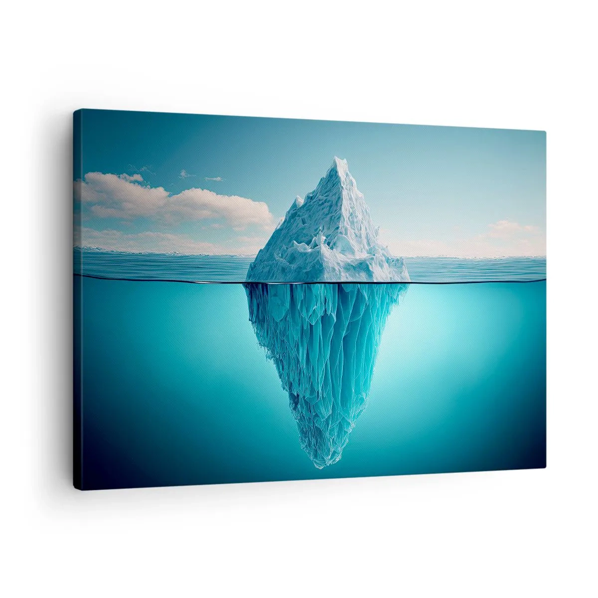 Tablou pe pânză Canvas - Un aisberg vizibil deasupra și sub suprafața apei - 70x50cm - Regina de gheață - Decorațiune modernă pentru perete pentru living și dormitor ARTTOR