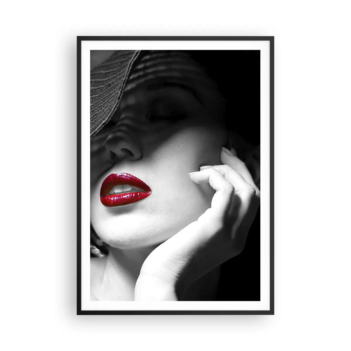 Poster în ramă neagră - Studiu în stacojiu - 70x100 cm