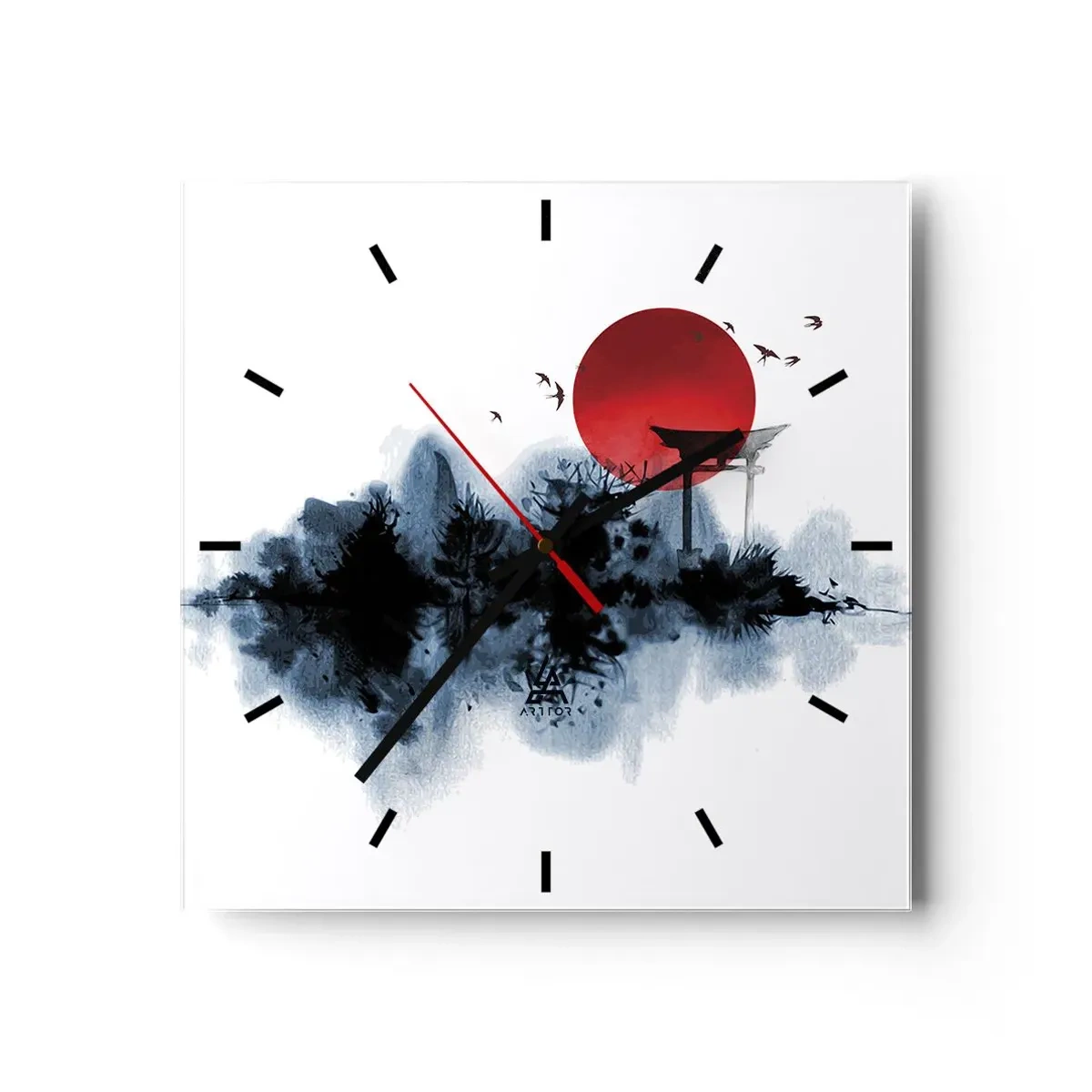 Ceas de perete - Ceas pe sticlă - O vedere japoneză - 30x30 cm