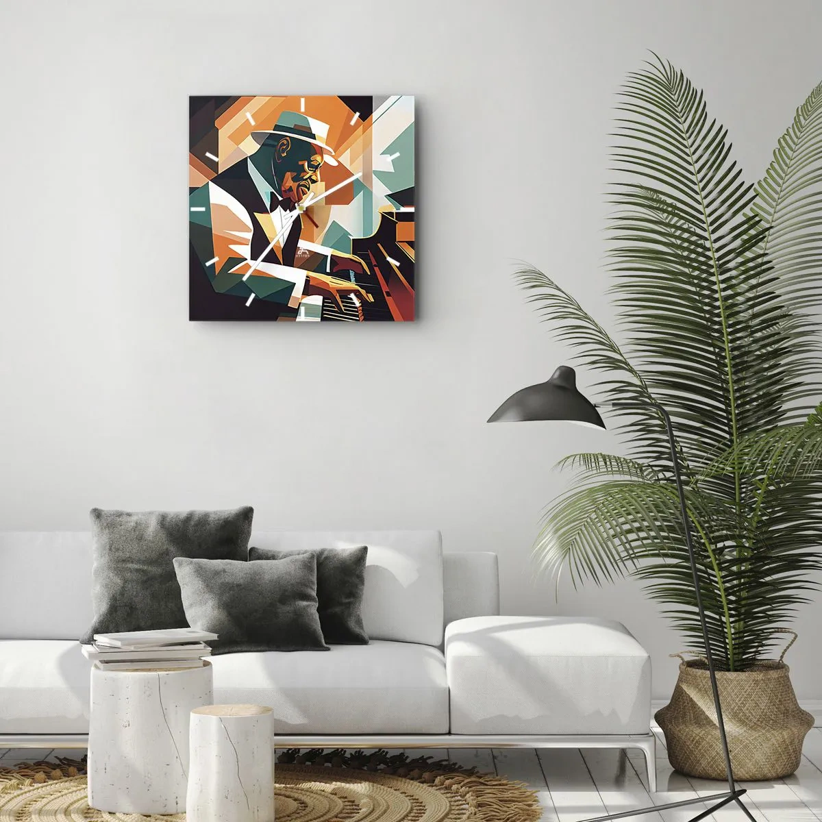 Ceas de perete - Ceas pe sticlă - Numai jazz - 40x40 cm