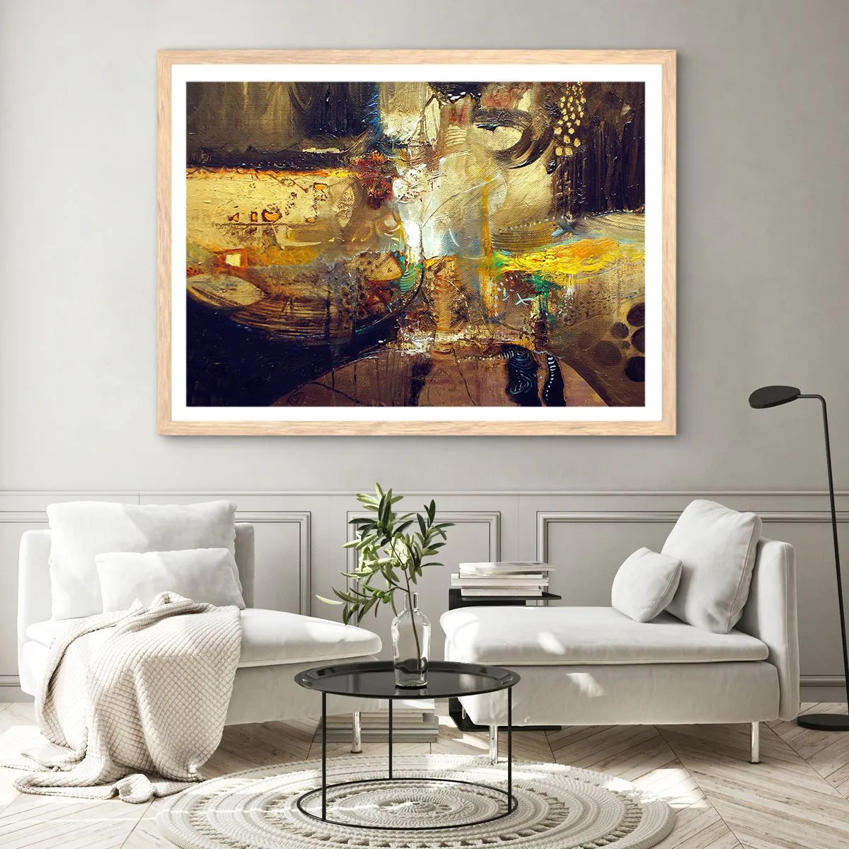 Poster în ramă de stejar deschis - Rece, călduț, fierbinte - 100x70 cm