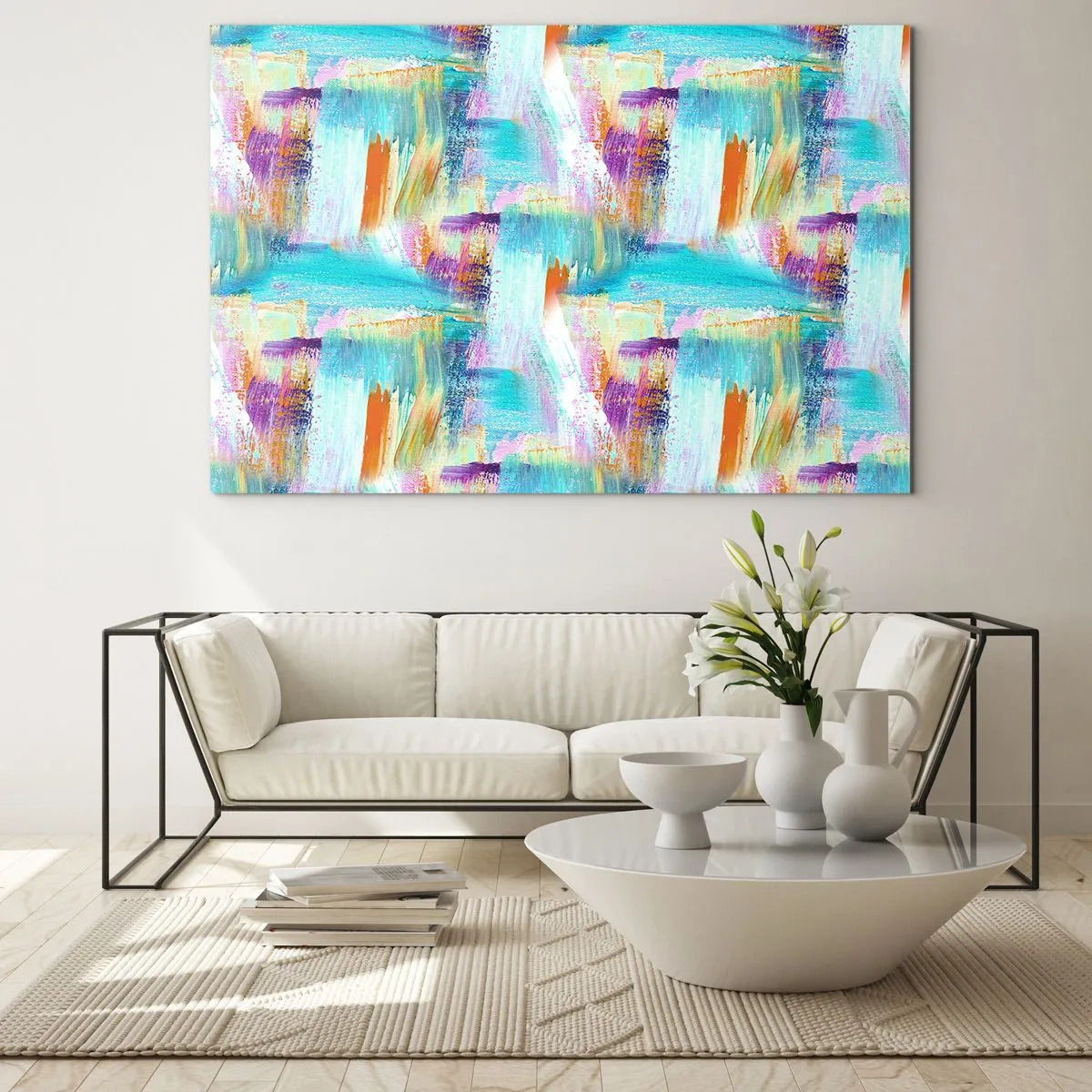 Tablou pe sticlă - Mâzgălire veselă - 100x70 cm