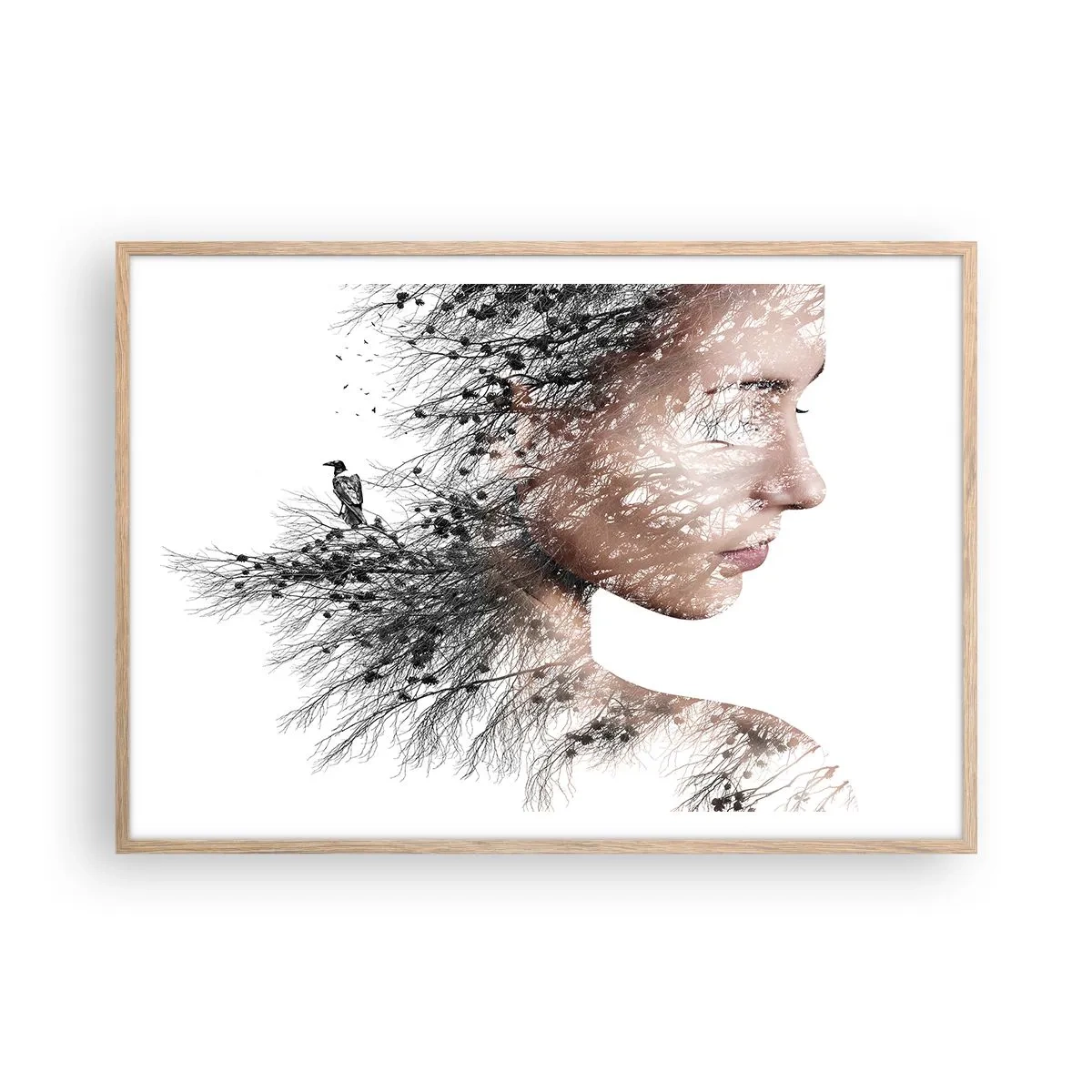 Poster în ramă de stejar deschis - Spiritul pădurii - 100x70 cm