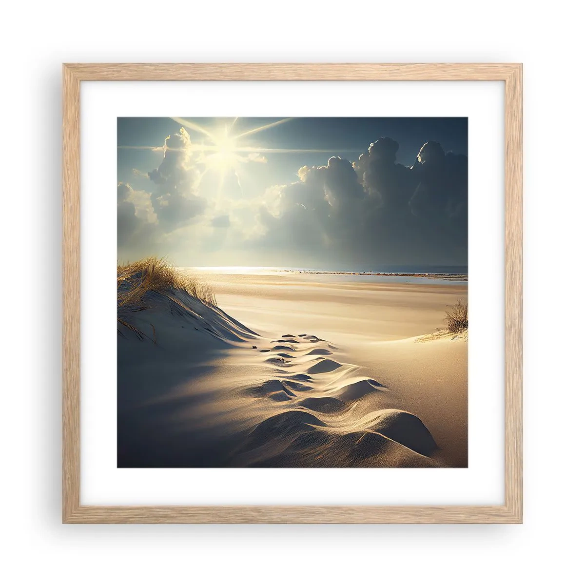 Poster în ramă de stejar deschis - Peisaj liniștitor - 40x40 cm