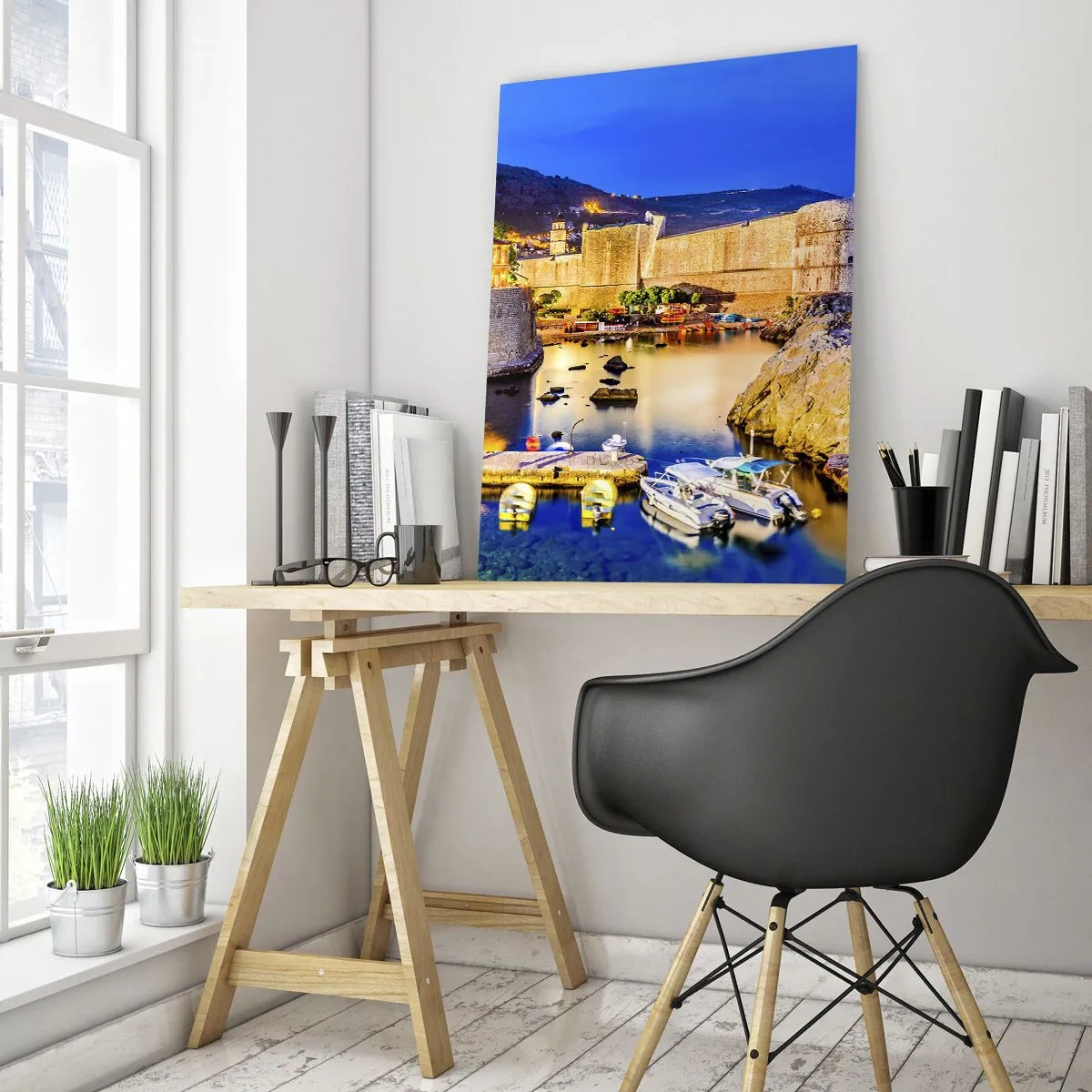 Tablou pe sticlă - O noapte luminoasă pe Marea Adriatică - 50x70 cm