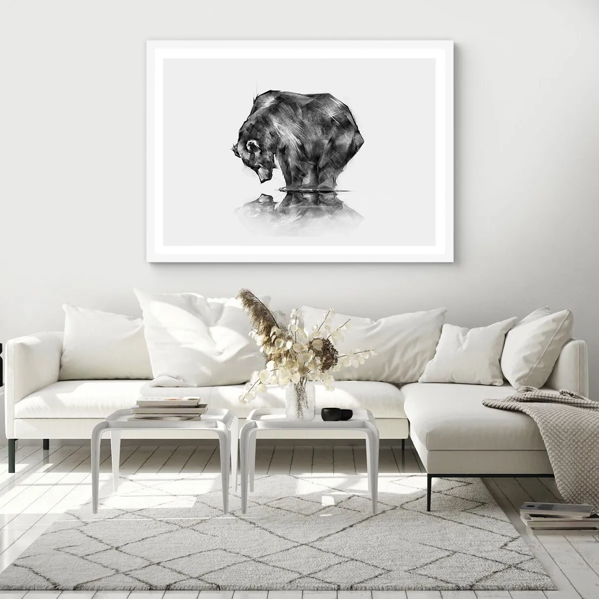Poster în ramă albă - Mă bucur să văd pe cineva apropiat - 70x50 cm