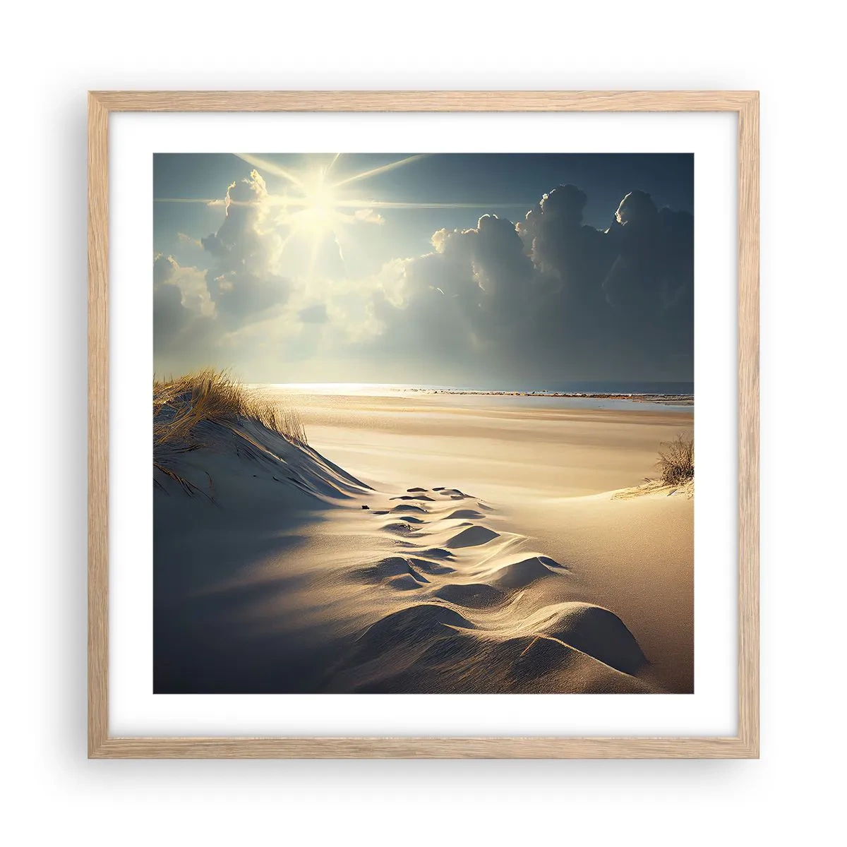 Poster în ramă de stejar deschis - Peisaj liniștitor - 50x50 cm