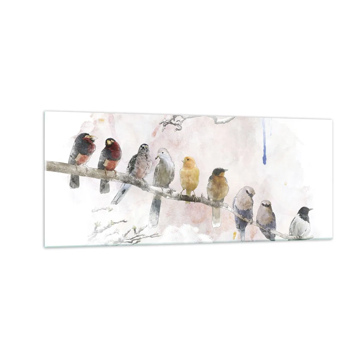 Tablou pe sticlă - Întâlnire înaripată - 100x40 cm