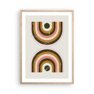 Poster în ramă de stejar deschis - Abstracție dublă - 50x70 cm