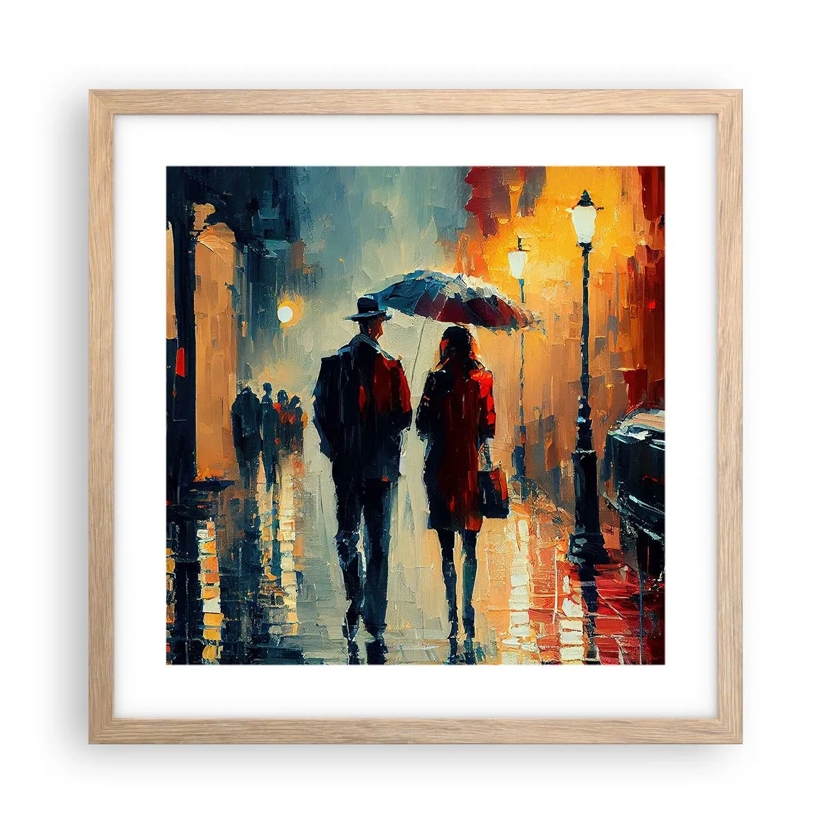 Poster în ramă de stejar deschis - Poveste de dragoste urbană - 40x40 cm