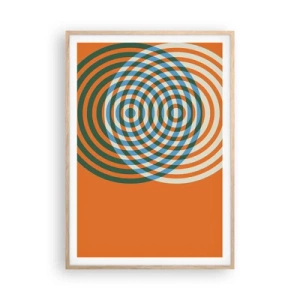 Poster în ramă de stejar deschis - Variație circulară abstractă - 70x100 cm