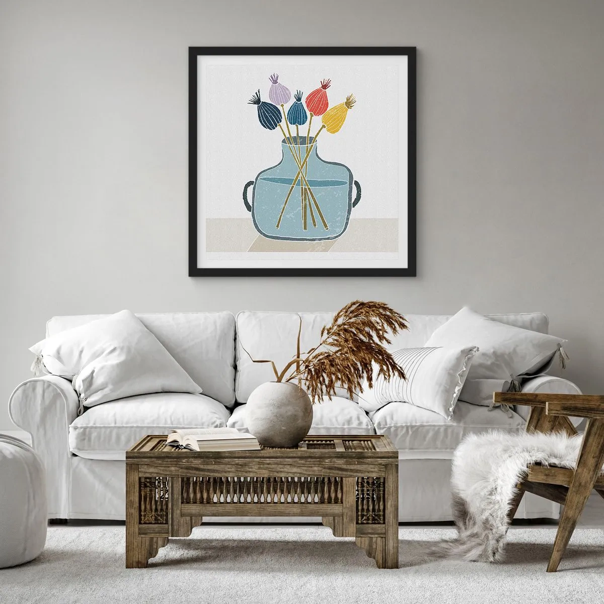 Poster în ramă neagră - Paparune sau maci? - 60x60 cm