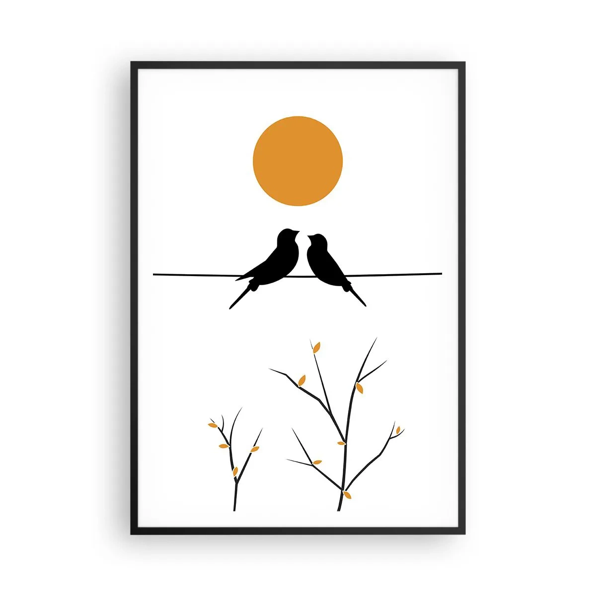 Poster în ramă neagră - Seară cu privighetori - 70x100 cm