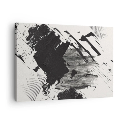 Tablou pe pânză Canvas - Linii abstracte negre pe fundal alb - 70x50cm - Abstracție - expresie de negru - Decorațiune modernă pentru perete pentru living și dormitor ARTTOR