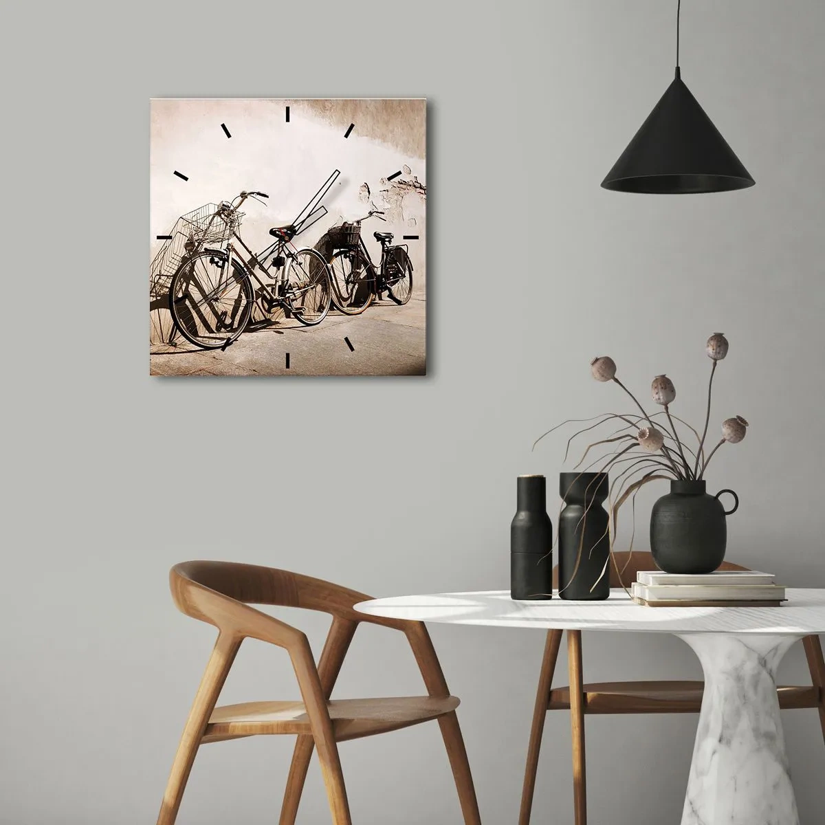 Ceas de perete - Ceas pe sticlă - Farmecul de neuitat al trecutului - 40x40 cm