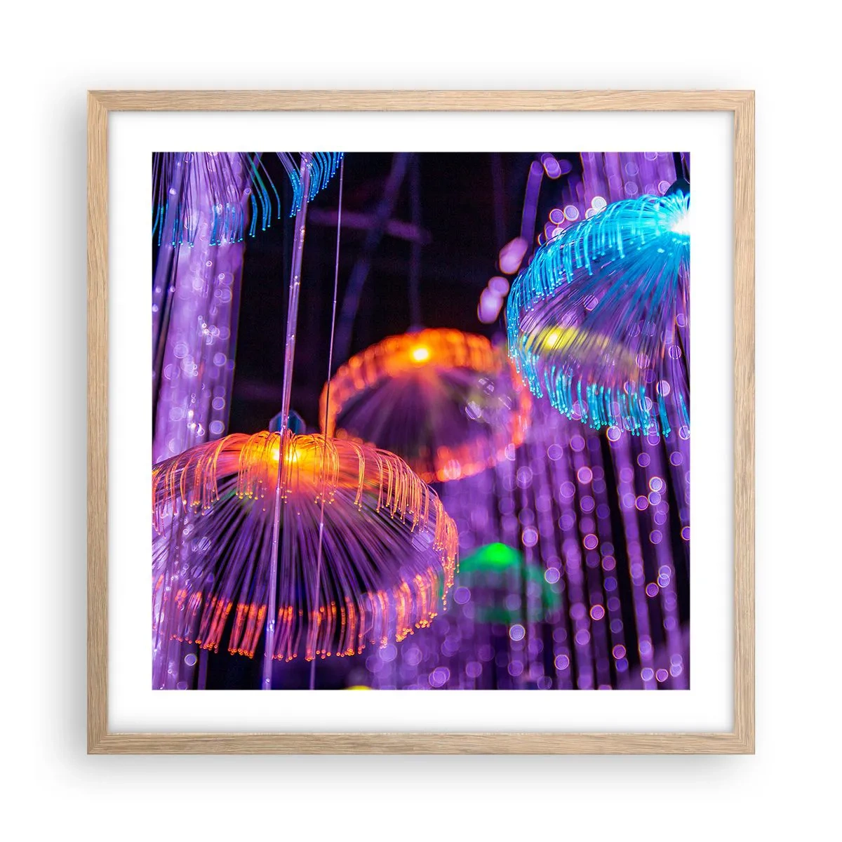 Poster în ramă de stejar deschis - Fântână de lumină - 50x50 cm