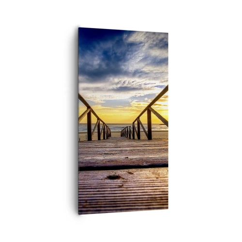 Tablou pe pânză - Direct la o plajă liniștită la apus de soare - 65x120 cm