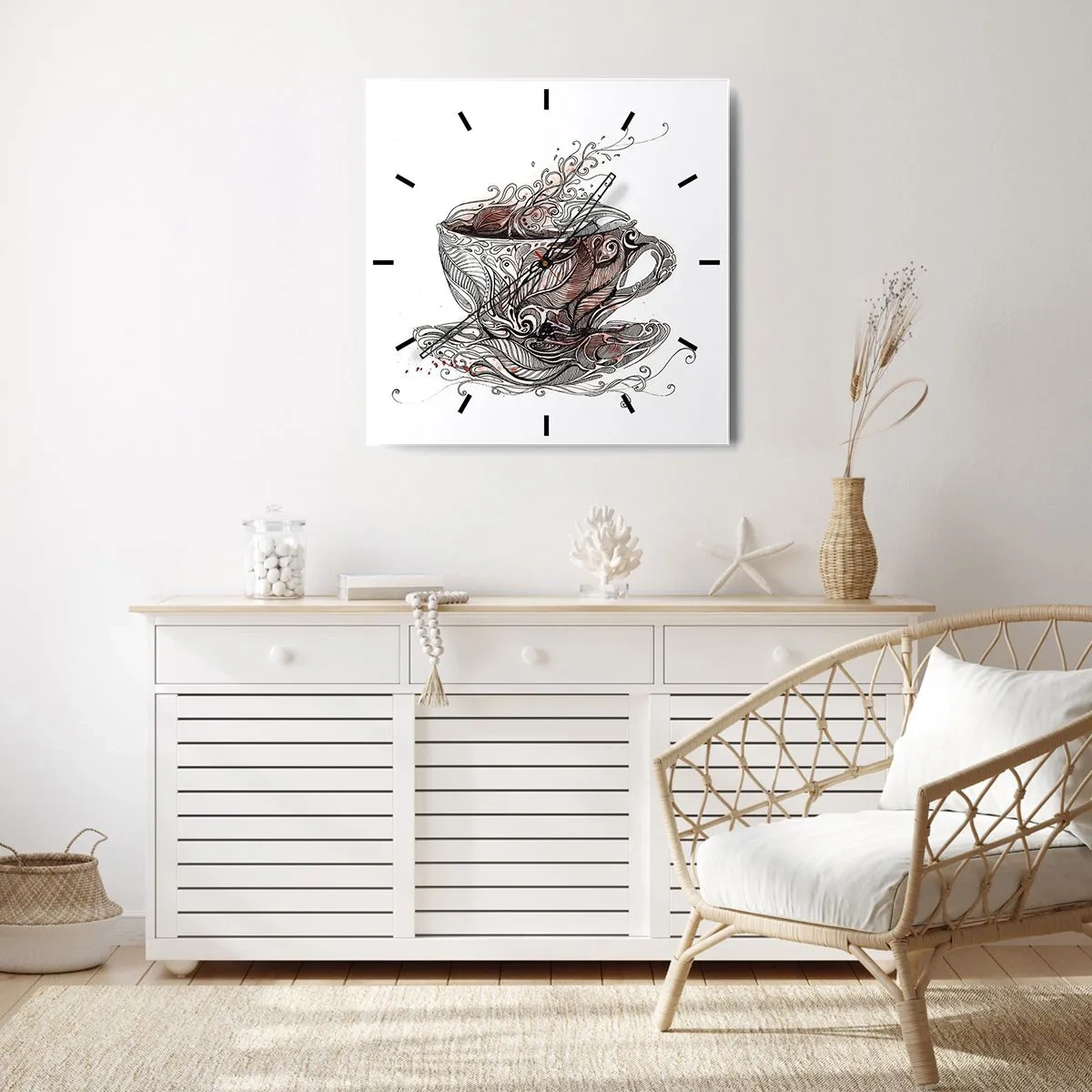 Ceas de perete - Ceas pe sticlă - Ceaiul este bun pentru orice - 30x30 cm