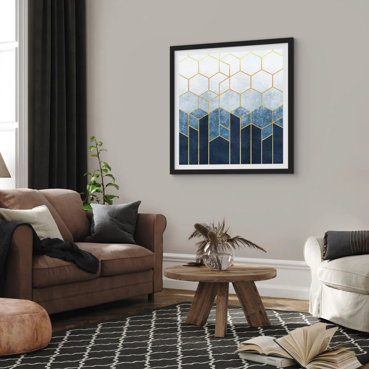 Poster în ramă neagră - Compoziție în ritm sincopat - 60x60 cm