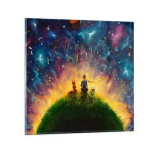 Tablou pe sticlă - Dragoste și prietenie - întreaga lume - 60x60 cm