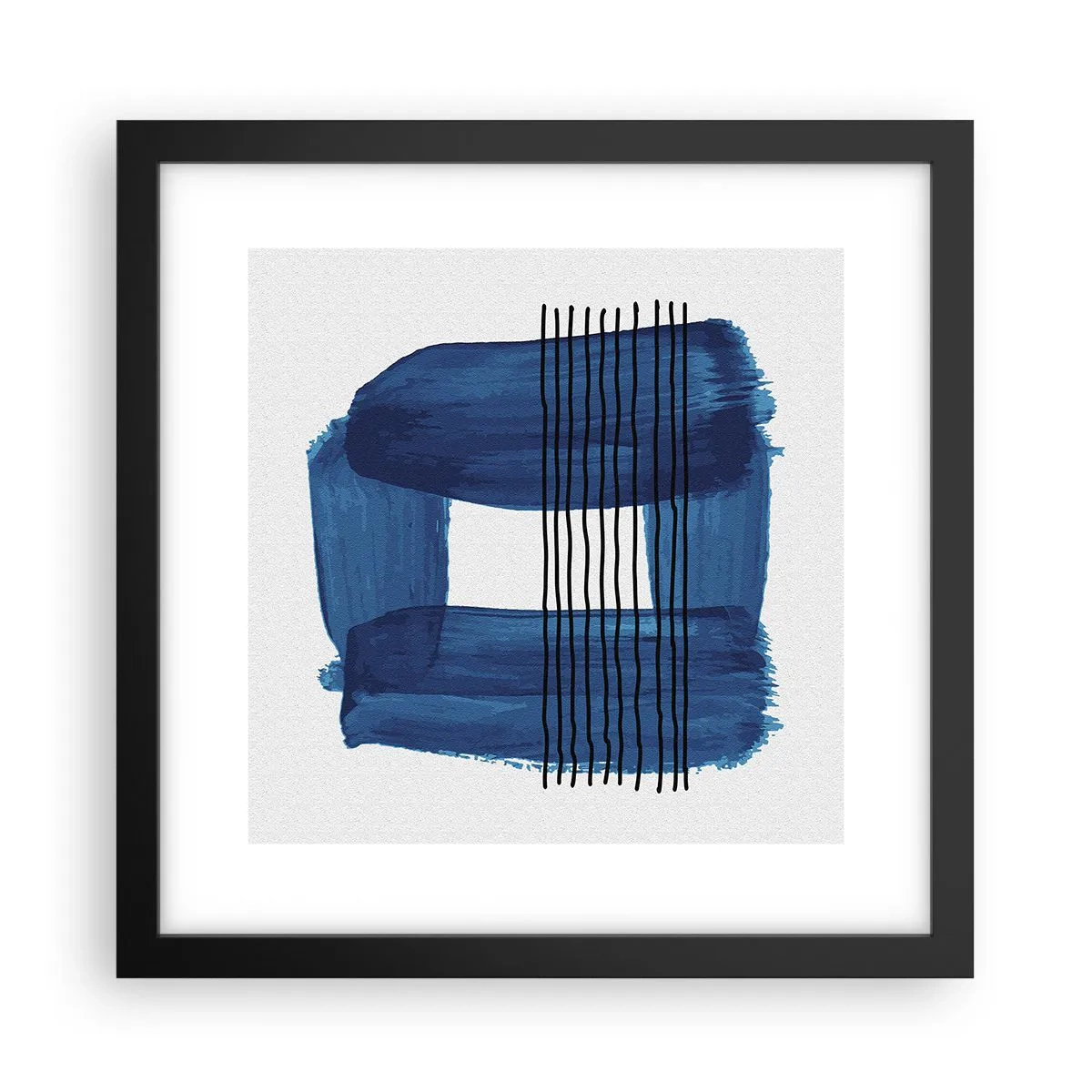 Poster în ramă neagră - Compoziție albastru-negru - 30x30 cm