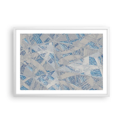 Poster în ramă albă - Într-un labirint de gri-albastru - 70x50 cm