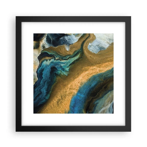 Poster în ramă neagră - Albastru - galben - influență reciprocă - 30x30 cm