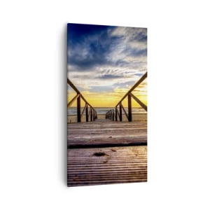 Tablou pe pânză - Direct la o plajă liniștită la apus de soare - 55x100 cm