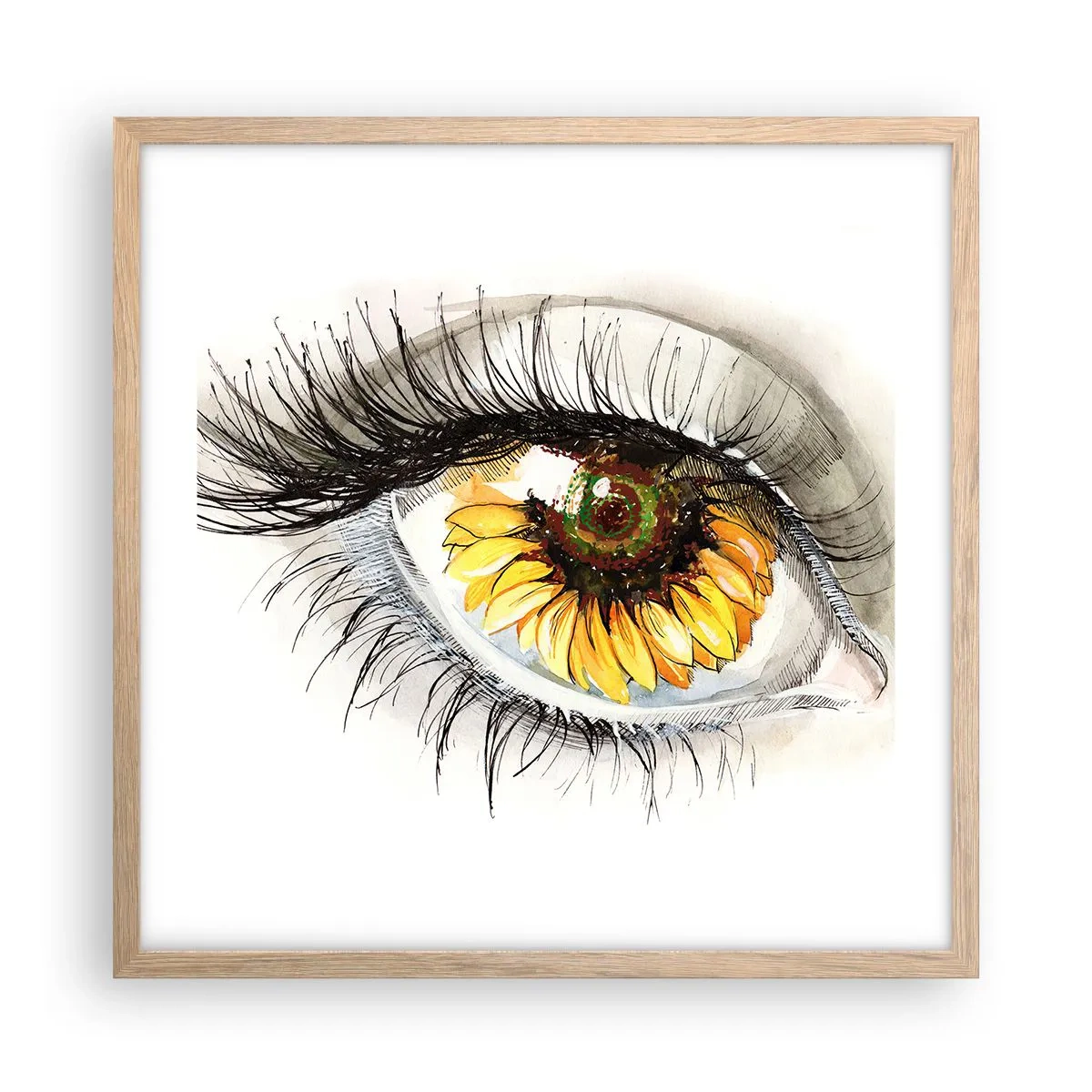 Poster în ramă de stejar deschis - O privire la fel de fierbinte ca vara - 50x50 cm