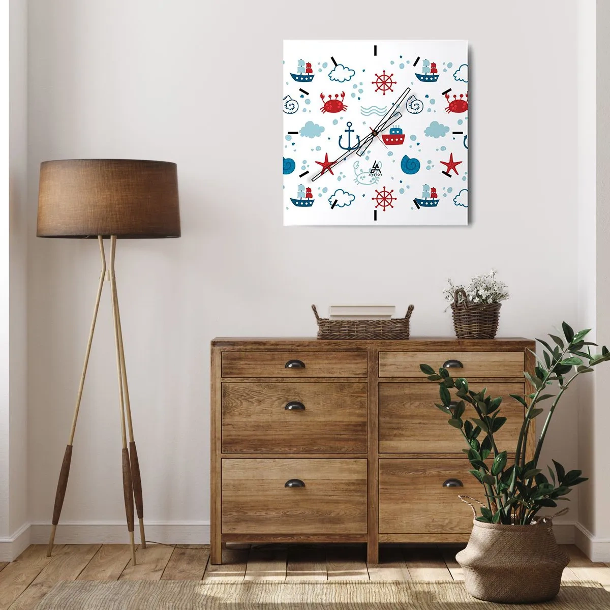 Ceas de perete - Ceas pe sticlă - O poveste maritimă - 40x40 cm
