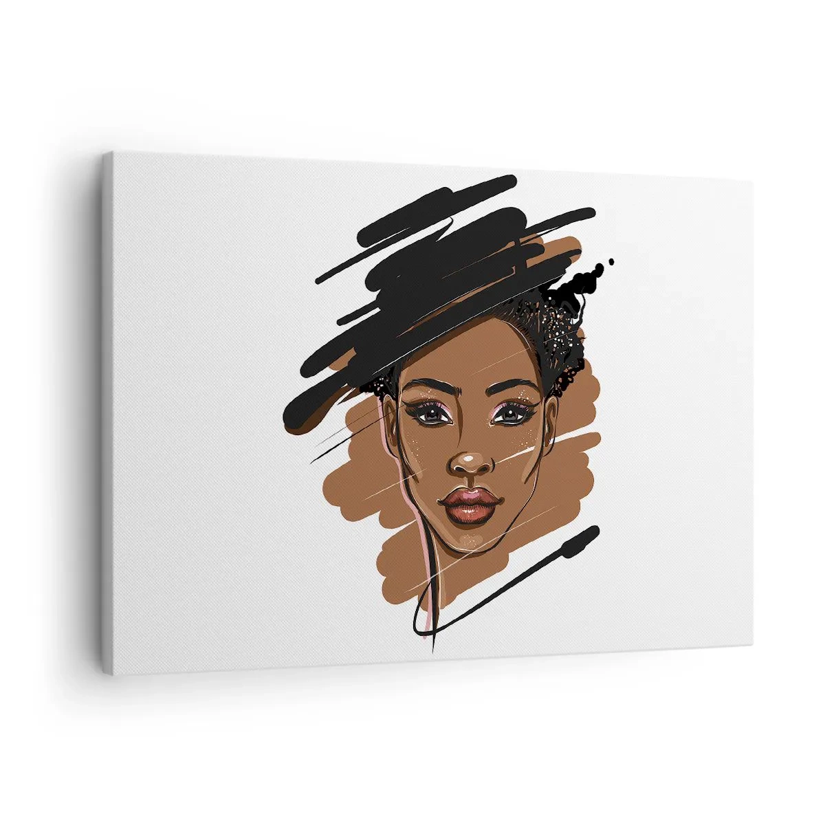 Tablou pe pânză Canvas - Portretul unei femei cu tușe artistice de vopsea - 70x50cm - Dulce ca ciocolata - Decorațiune modernă pentru perete pentru living și dormitor ARTTOR